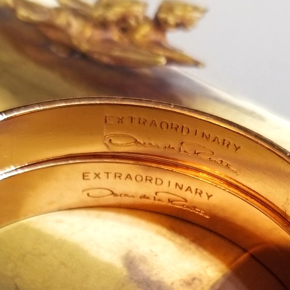 TWO Oscar de la Renta Hot Pink Rose gold plated Bangle Bracelets - Picture 2 of 6